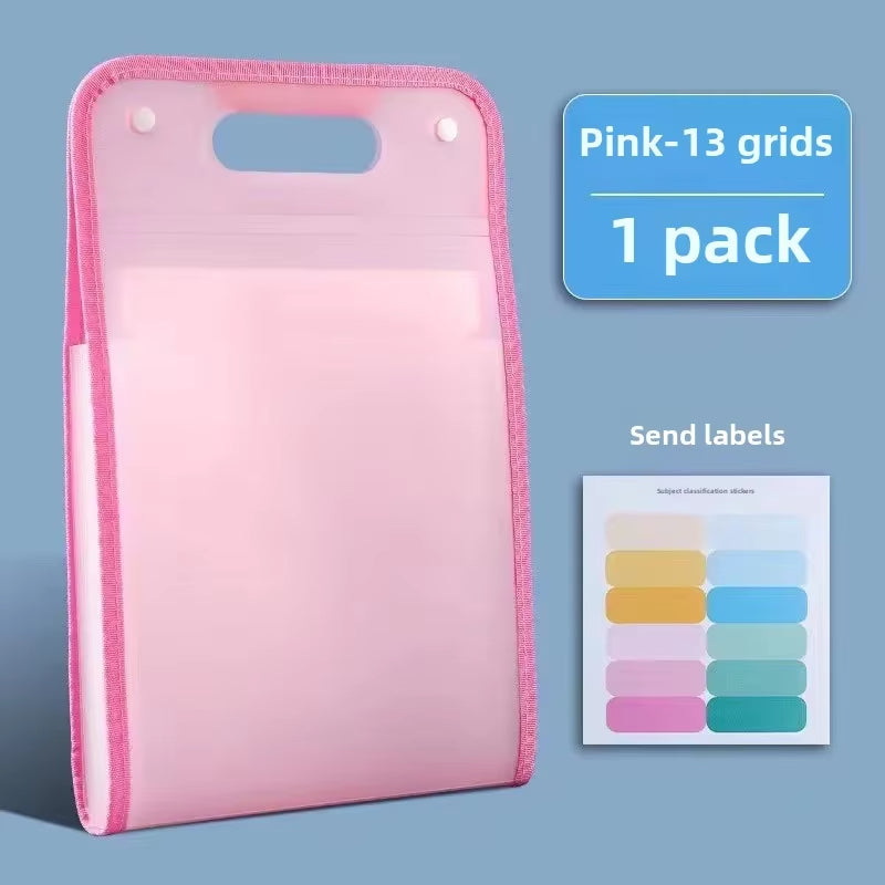 A4 Handheld Plastic Accordion File Folder