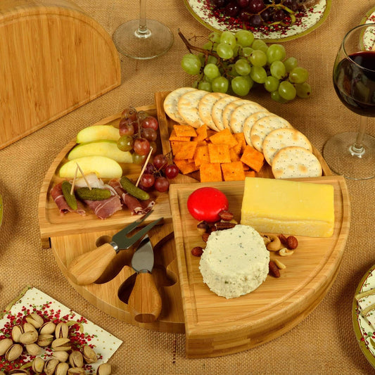 4 Layers Round Wood Rotating Serving Plate